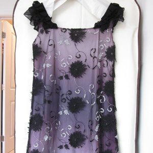Women embroidered lace tunic dress with lining size s